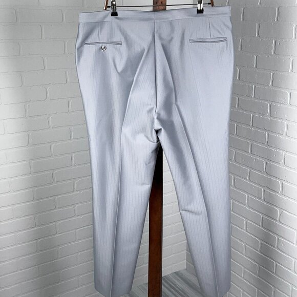 Phoenix Clothes Suit Men 46 42Wx30.5L Gray Embossed Stripe Tailored 70s 80s - Picture 10 of 16